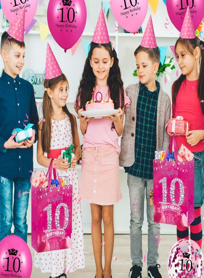 Yoirrat Sweet 10th Birthday Gift Bag with Greeting Card and Tissue Paper Hot Pink Double Digits Paper Treat Bag 10th Birthday Gift Wrapping Paper Bags for Girls 10 Years Old Party Decorations Supplies - Image 4